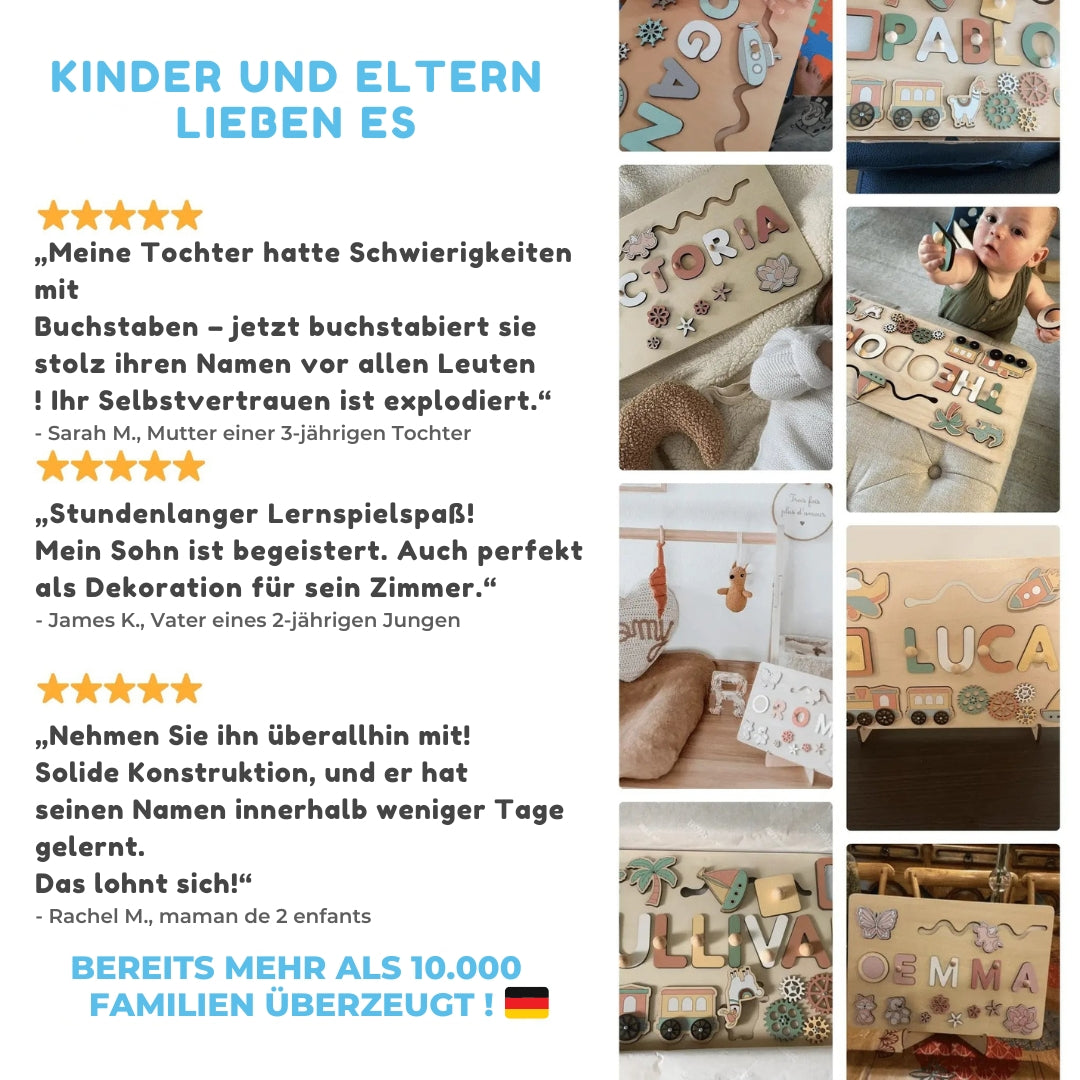 🧩 Personalisiertes Holzpuzzle mit Vornamen