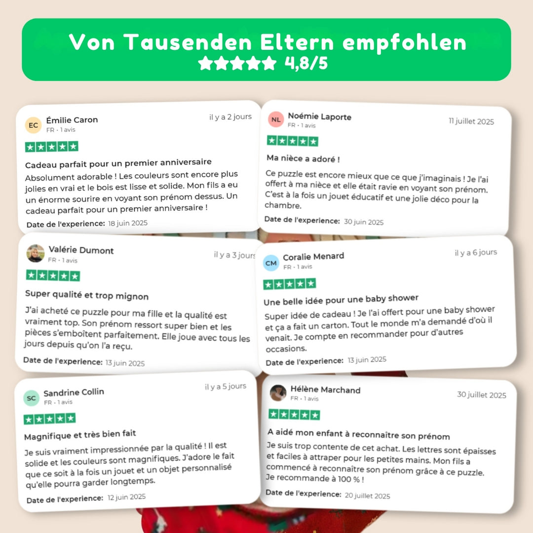 🧩 Personalisiertes Holzpuzzle mit Vornamen